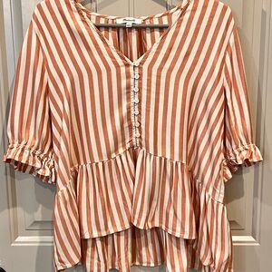 Madewell Striped V-Neck Peplum Top